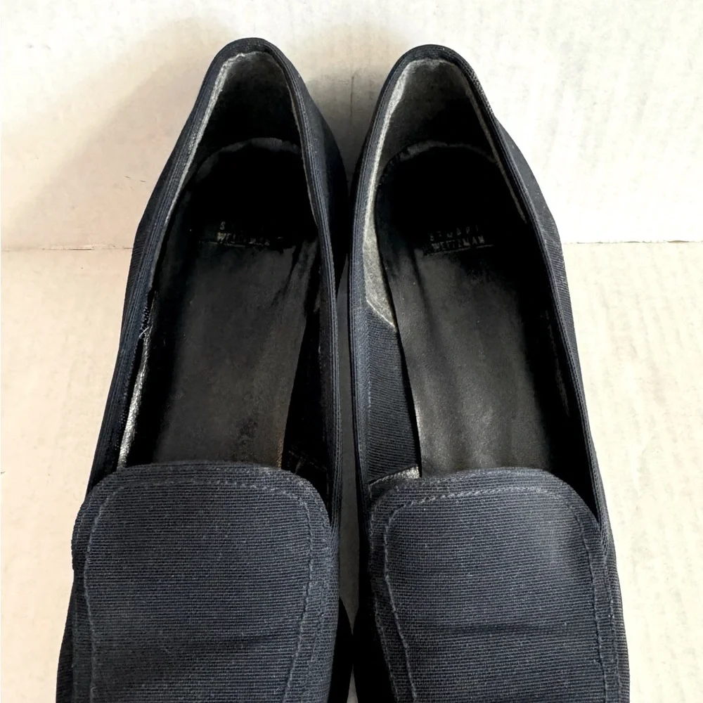 Vtg Stuart Weitzman-Square toe loafers in navy blue with 1.5”heel.Size 9.5 - Picture 4 of 7